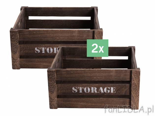 Zestaw 2 skrzynek drewnianych , cena 39,99 PLN. Skrzynki idealne do przechowywania ...