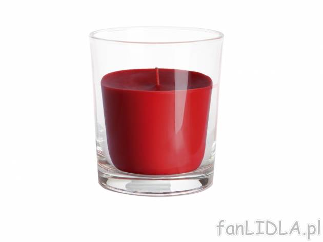 Pachnąca świeca w szkle , cena 9,99 PLN za 1 opak. 
- 4 wzory do wyboru: o zapachu ...