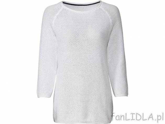 Sweter damski od marki Esmra, cena 33,00 PLN. Biały sweter z rękawem 3/4 i okrągłym ...