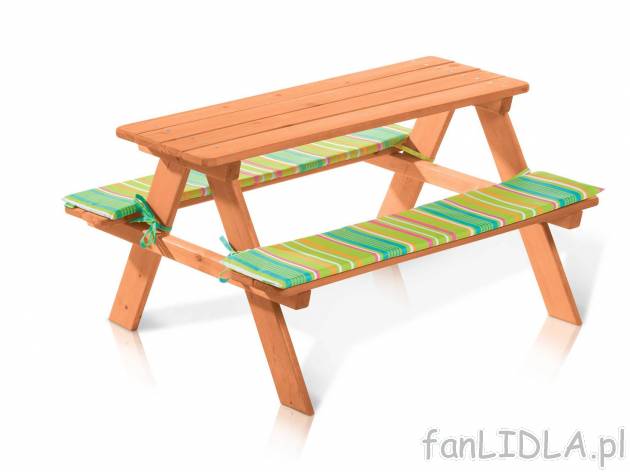 Drewniany stół piknikowy dla dzieci , cena 119,00 PLN. 
- ok. 89 x 79 x 50 cm ...