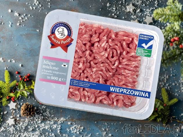 Świeże mięso mielone z łopatki , cena 6,79 PLN za 500g/1 opak., 1kg=13,56 PLN.