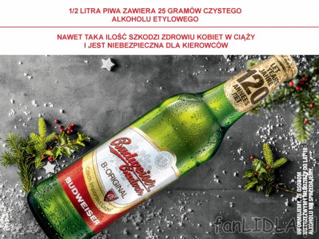 Budweiser , cena 2,99 PLN za 500 ml/1 but., 1L=5,98 PLN.