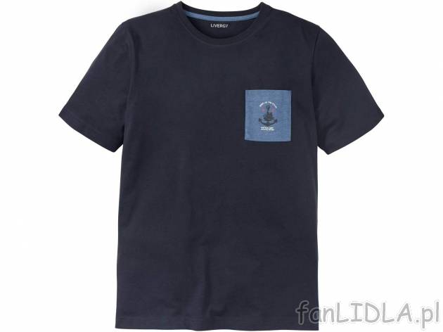 Koszulka do spania męska , cena 12,99 PLN. T-shirt męski z ozdobną kieszonką na ...