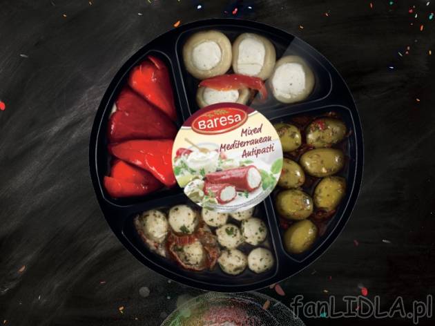 Antipasti śródziemnomorskie , cena 14,99 PLN za 400/460g/1 opak., 1kg=41,64/39,97 ...