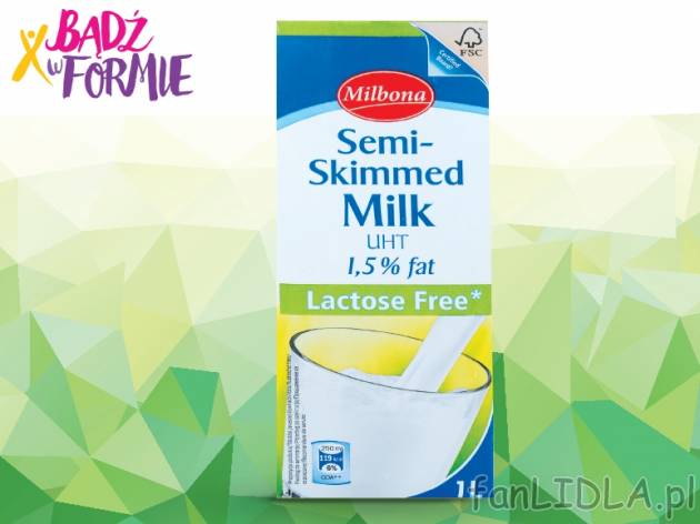 Mleko bez laktozy , cena 2,49 PLN za 1L/1 opak.
