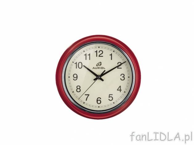 Zegar ścienny retro Auriol, cena 29,99 PLN za 1 szt. 
- stabilna, metalowa obudowa ...