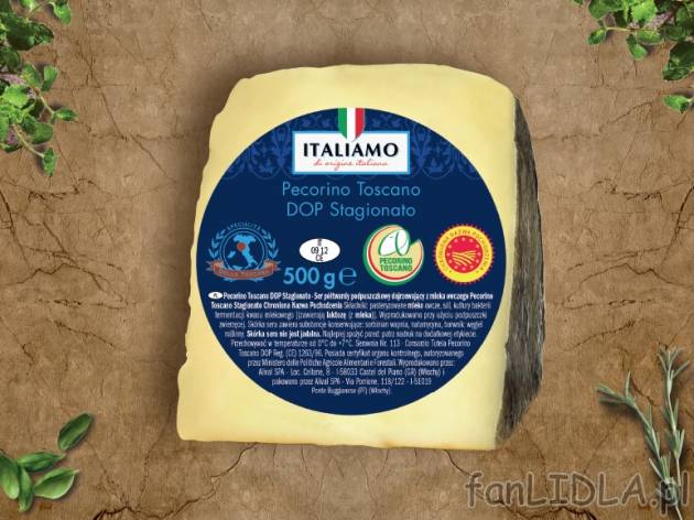 Ser Pecorino Toscano , cena 29,99 PLN za 500g/1 opak., 1kg=59,98 PLN.