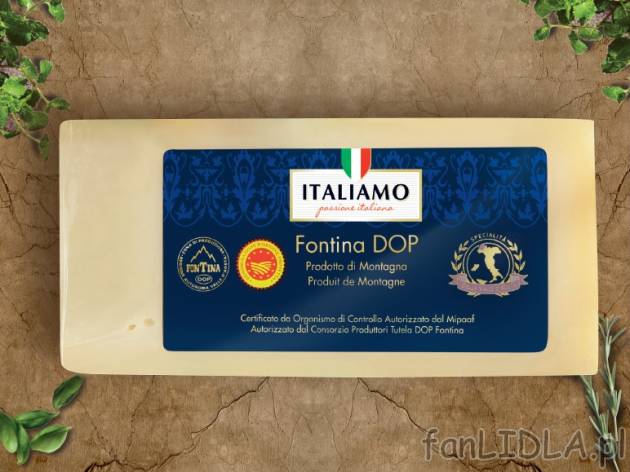 Ser Fontina , cena 12,99 PLN za 250 g/1 opak., 100g=5,20 PLN.