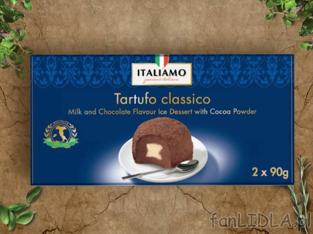 Lody Tartufo śmietankowe lub kakaowe , cena 4,99 PLN za 180g/1 opak., 100g=2,77 PLN.