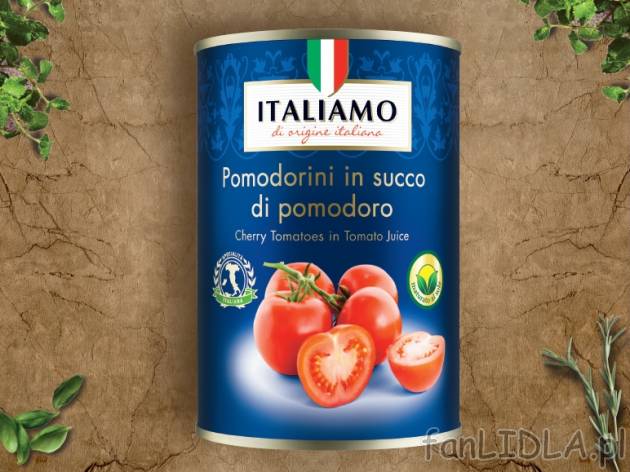 Włoskie pomidory czereśniowe , cena 3,49 PLN za 400 g/1 opak., 1kg=14,54 wg wagi ...