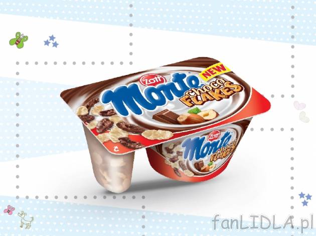 Monte Choco Flakes lub Waffle Sticks , cena 2,29 PLN za 125 g/1opak., 100g=1,83 PLN.