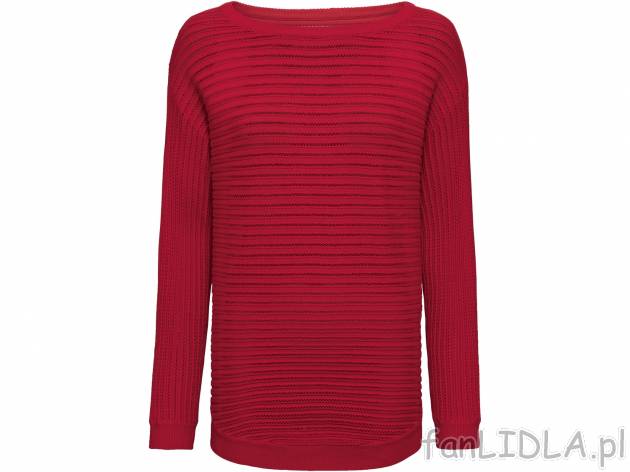 Czerwony sweter damski o okrągłym dekolcie , cena 29,99 PLN 
- 100% bawełny ...