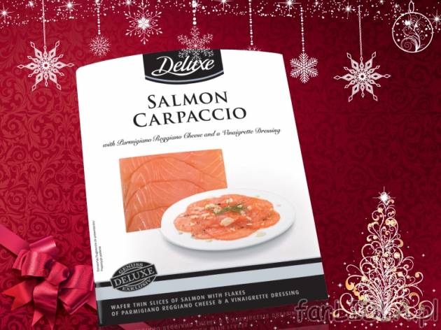 Carpaccio z łososia z parmezanem Deluxe, cena 7,77 PLN za 100g/ 1 opak. 
- Delikatne ...