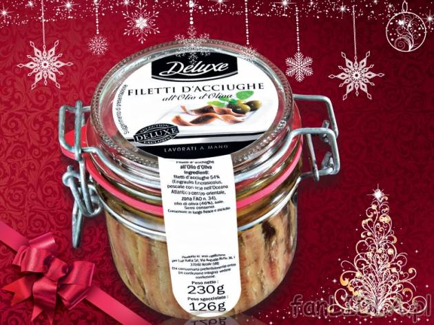 Filety z sardeli w oliwie Deluxe, cena 15,99 PLN za 230g/ 1 opak., 100g=12,69 PLN. ...