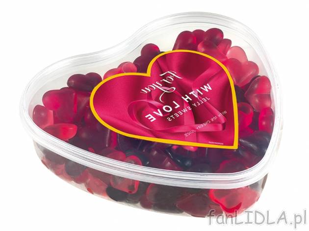 Żelki w kształcie serca w pudełku , cena 9,99 PLN za 500 g/1 opak., dostępne ...