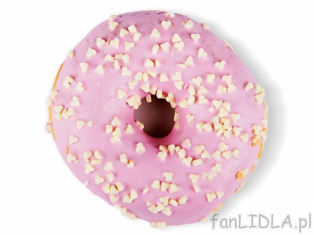 Walentynkowy donut , cena 1,49 PLN za 68 g/ 1 szt., dostępny od 08,02 PLN. 
- dostępny ...