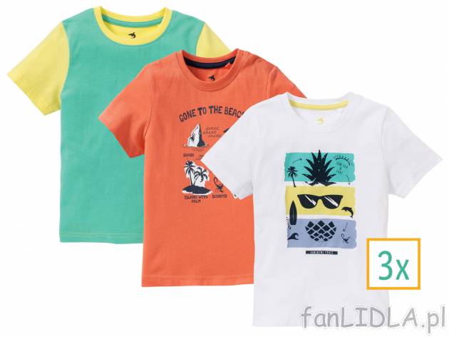 T-shirty, 3 szt.* , cena 4,99 PLN. Chłopięce koszulki na lato. 
- 100% bawełny ...