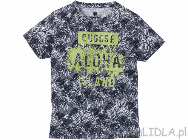 Chłopięcy T-shirt z bawełny w modny roślinny wzór, cena 14,99 PLN 
- rozmiary: ...