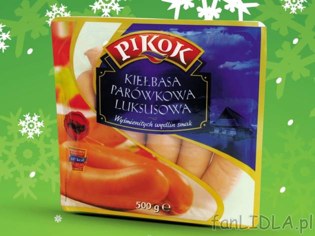 Kiełbasa parówkowa Pikok, cena 7,99 PLN za  
-  Kiełbasa parówkowa