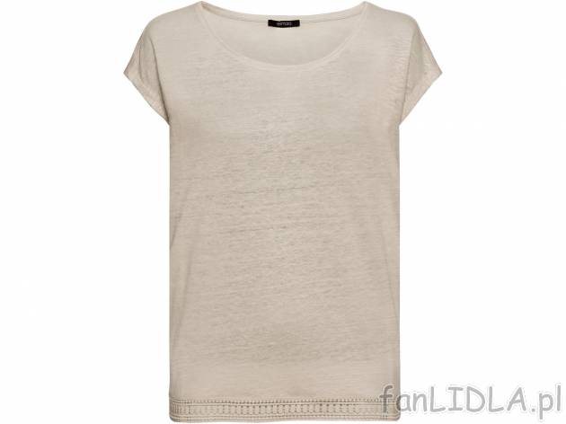 Bluzka lniana , cena 29,99 PLN. T-shirt damski z okrągłym dekoltem. 
- rozmiary: ...