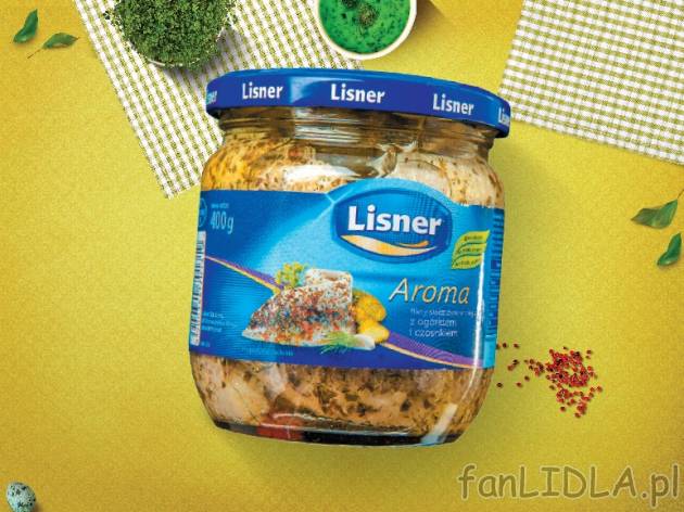 Lisner Filety śledziowe w oleju , cena 5,00 PLN za 400 g/1 opak., 1 kg=22,27 PLN. ...