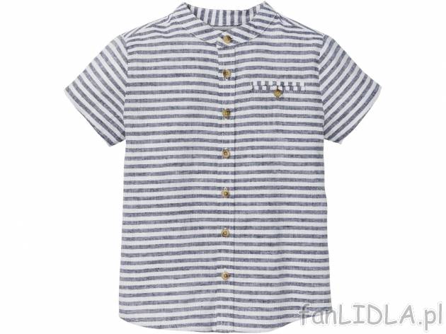 Koszula chłopięca z lnem , cena 24,99 PLN 
- 55% lnu, 45% bawełny 
- rozmiary: ...