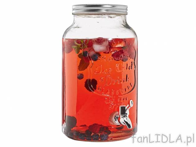 Szklany słój z kranikiem do zimnych napojów , cena 29,99 PLN