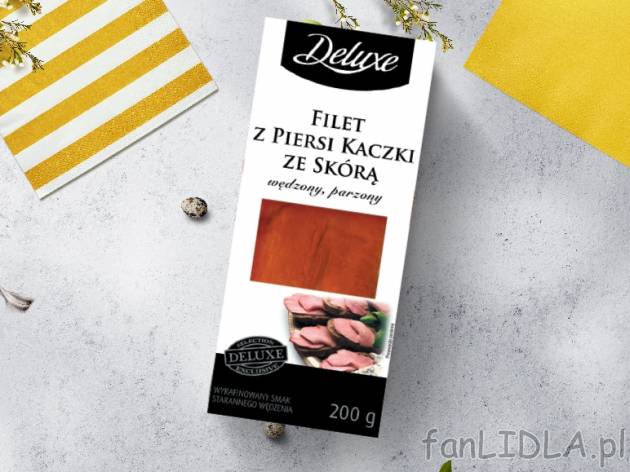 Deluxe Filet z piersi kaczki wędzony parzony , cena 11,00 PLN za 200 g/1 opak., ...