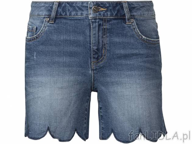 Szorty jeansowe , cena 29,99 PLN. Damskie krótkie spodenki z finezyjnym wykończeniem ...