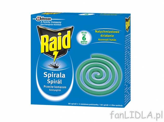 RAID Spirala przeciw komarom , cena 5,99 PLN za 1 opak. 
-      10 szt. w opakowaniu
