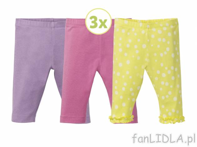 Dziecięce kolorowe legginsy, 3 pary* , cena 6,99 PLN 
- 95% bawełny, 5% elastanu ...
