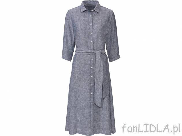 Sukienka koszulowa z lnem , cena 44,99 PLN 
- 55% lnu, 45% wiskozy (LENZING™ ...