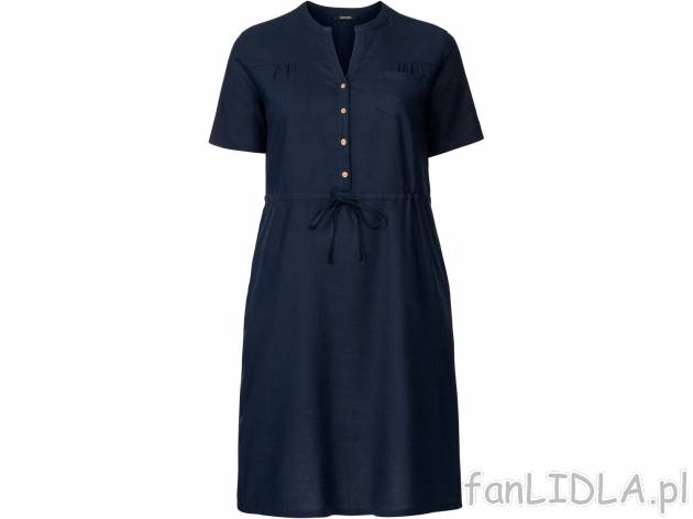 Sukienka z lnem , cena 39,99 PLN 
- rozmiary: 46-56
- 55% lnu, 45% wiskozy (LENZING™ ...