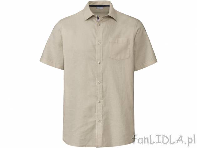 Koszula z krótkim rękawem z lnem , cena 39,99 PLN 
- 55% lnu, 45% bawełny
- ...
