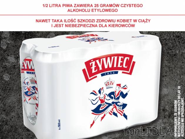Piwo Żywiec, 8 szt. , cena 17,00 PLN za 8 x 500 ml, 1 l=4,37 PLN. 
- 1 puszka ...