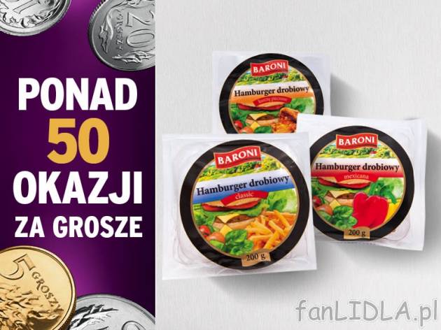 Baroni Hamburger drobiowy , cena 0,00 PLN za 200 g/1 opak., 100 g=0,50 PLN.