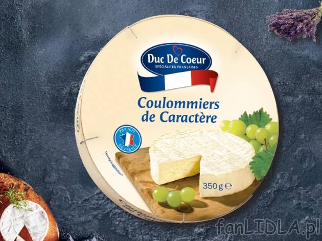 Ser francuski z mleka krowiego Coulommiers de Caractere , cena 11,00 PLN za 350 ...