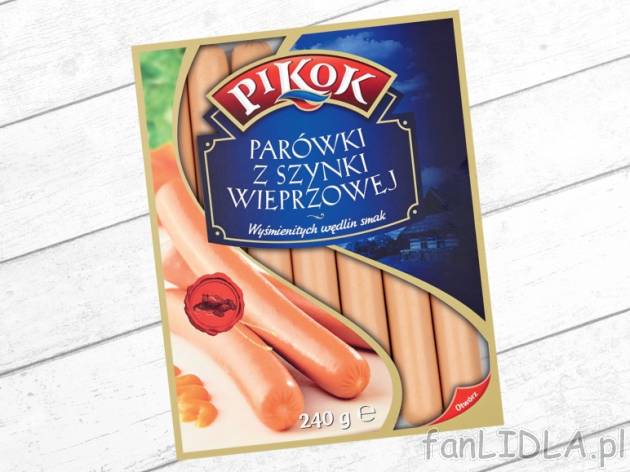 Parówki z szynki wieprzowej , cena 2,99 PLN za 240 g, 100g=1,25 PLN. 
- Aż 93% ...