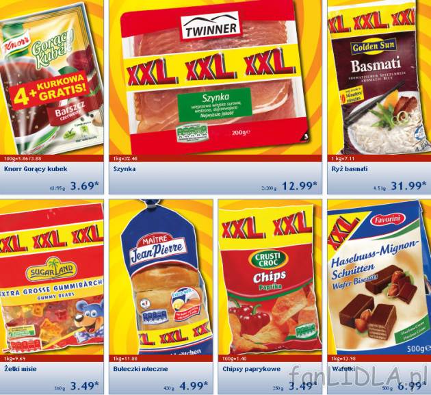 Knorr gorący kubek, Twinner szynka, Golden Sun Basmati ryż, Żelki misie SugarLand, ...