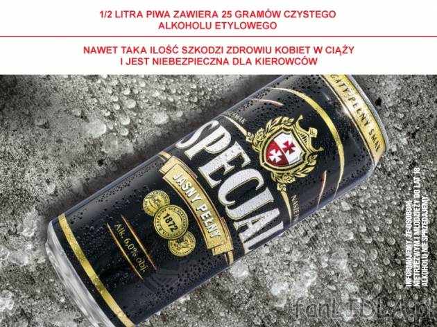Specjal, Piwo Jasne , cena 1,00 PLN za 500 ml/1 pusz., 1 l=3,98 PLN. 
* artykuł ...