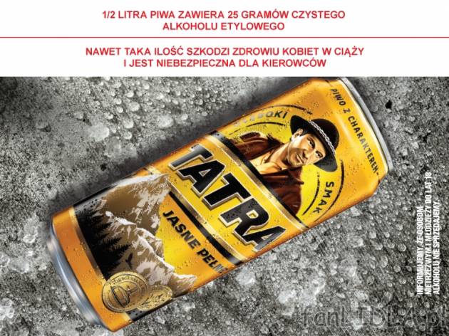 Tatra Piwo Jasne Pełne , cena 1,00 PLN za 500 ml/1 pusz., 1 l=3,78 PLN. 
* artykuł ...