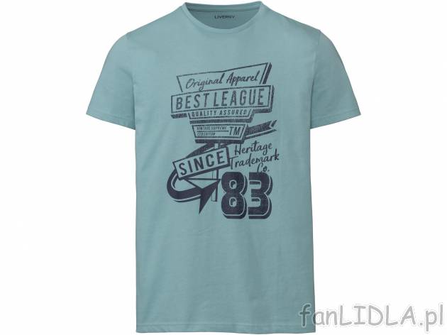 T-shirt Livergy, cena 12,99 PLN 
- 100% bawełny
- rozmiary: M-XL
- Hohenstein bezpieczne ...