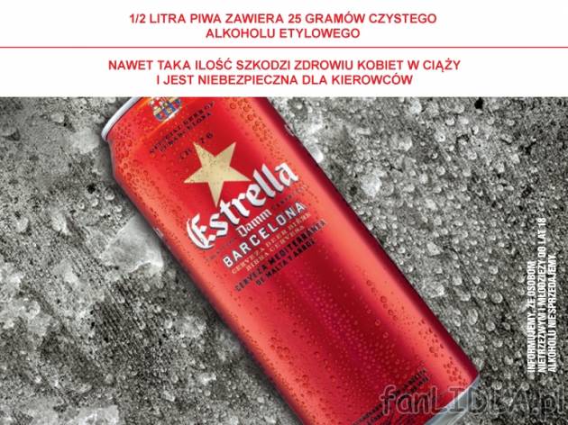 Piwo Estrella , cena 2,00 PLN za 500 ml/ 1 pusz., 1 l=5,98 PLN.