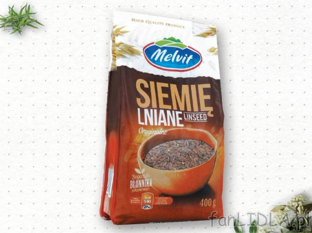 Melvit Siemię lniane , cena 2,00 PLN za 400 g/1 opak., 1 kg=7,48 PLN.