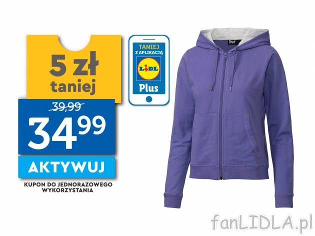 Bluza dresowa Crivit, cena 39,99 PLN 
- rozmiary: S-L
- kaptur ze sznurkiem do ...