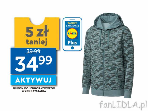 Bluza dresowa Crivit, cena 39,99 PLN 
- rozmiary: M-XL
- kaptur ze sznurkiem do ...