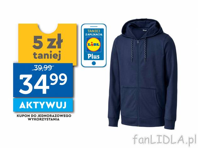 Bluza dresowa Crivit, cena 39,99 PLN 
- rozmiary: M-XL
- kaptur ze sznurkiem do ...