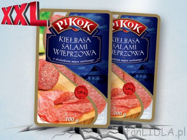 Pikok Kiełbasa Salami w plastrach 2 opak. , cena 4,00 PLN za 2 x 100 g, 100 g=2,22 ...