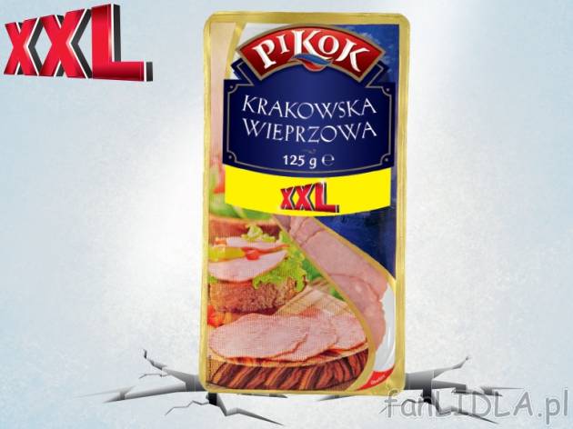 Pikok Kiełbasa krakowska wieprzowa w plastrach , cena 3,00 PLN za 125 g/1 opak., ...
