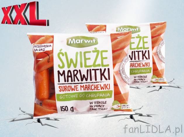 Marwitki Marchewki umyte 2 opak. , cena 5,00 PLN za 2 x 150 g, 1 kg=16,67 PLN. 
*cena ...